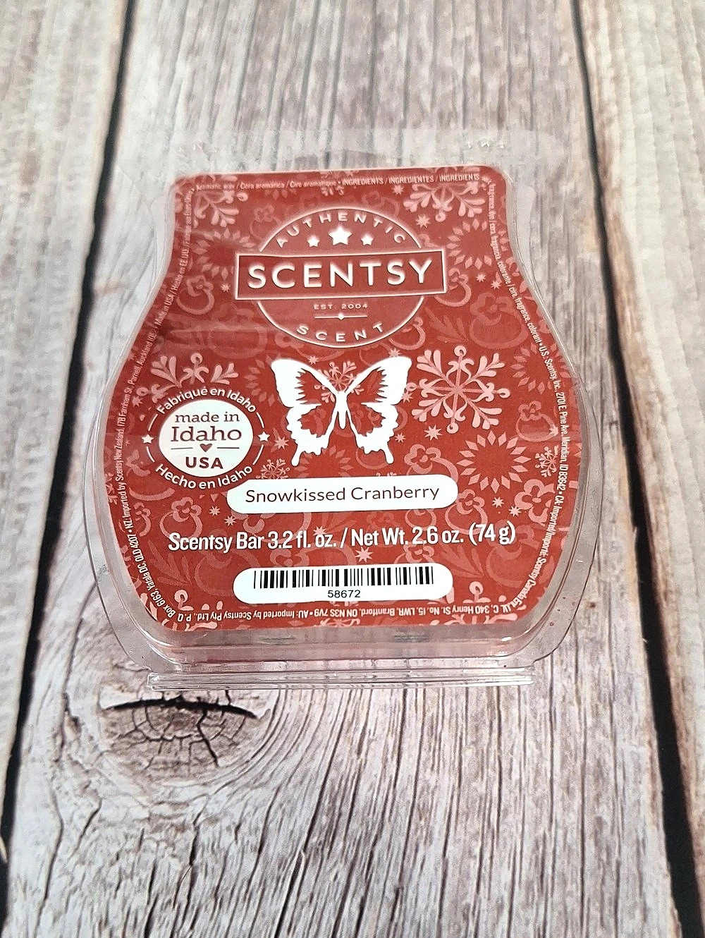 Scentsy Snowkissed Cranberry Scentsy Bar Wax Melt Bar Red